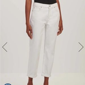 7 for all Mankind white denim Josefina slim boyfriend jeans